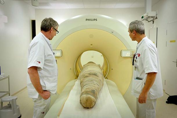 Scanning the crocodile mummies in 2015.