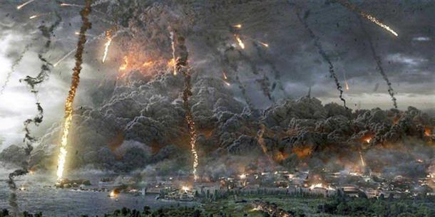 Scene of destruction in the film “Pompeii 3d” (2014).