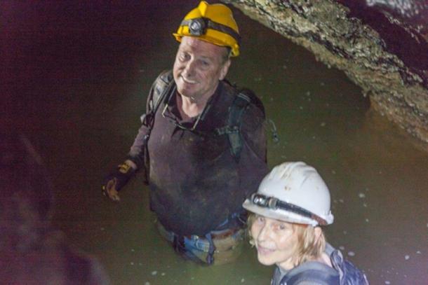 Scott and Wendy in the water in one of the caves.