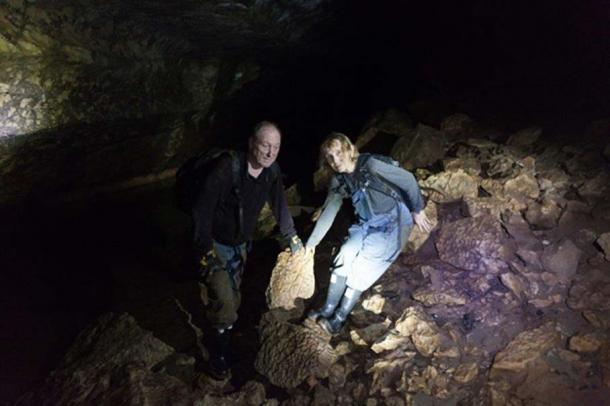 Scott and Wendy in a cave.