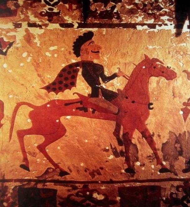 Scythian Horseman depicted on felt artifact, circa 300 BC.