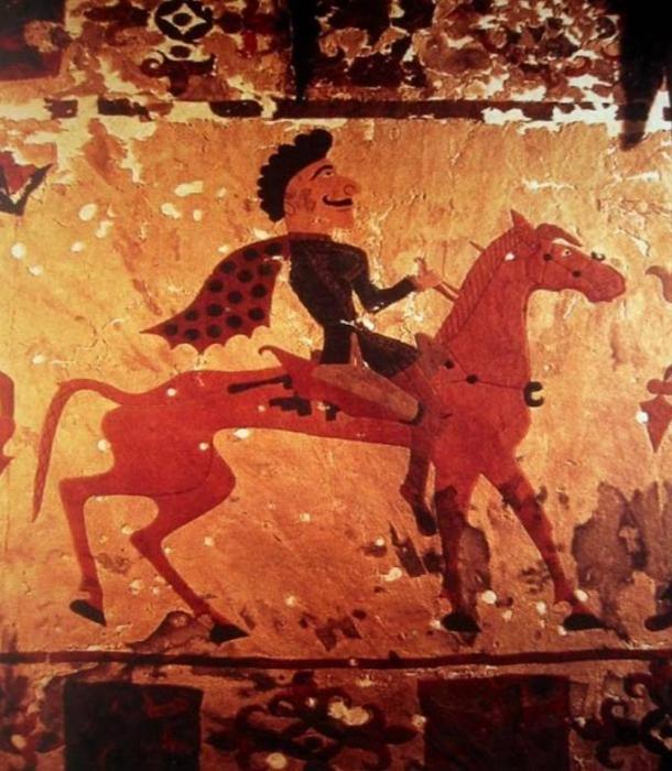Scythian Horseman depicted on felt artifact, circa 300 BC.