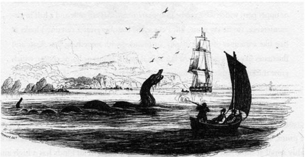 Sea serpent (nuckelavee) from Bishop Erik Pontoppidan's 1755 work Natural History of Norway.