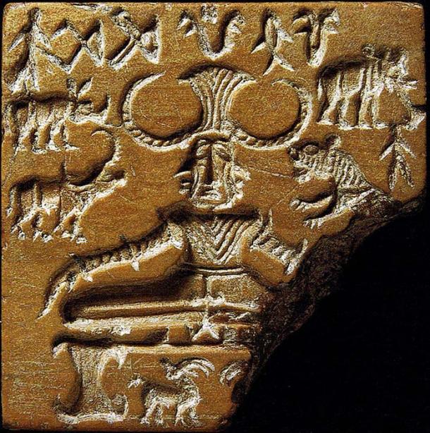Seal discovered during excavation of the Mohenjodaro archaeological site in the Indus Valley has drawn attention as a possible representation of a "yogi".