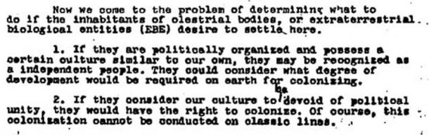 Раздел от доклада на Опенхаймер и Айнщайн от 1947 г.  (Публичен домейн)