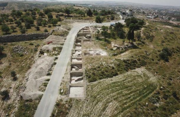 The Seleucid sling stone was unearthed at the Zif archaeological site in the South Hebron Hills of Israel, which was a location for battles against the Maccabees rebels of Judea in the second century BC. (COGAT)