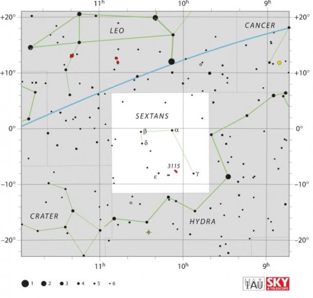 Star map showing Sextans.