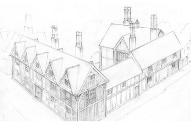 : A Shakespeare Birthplace Trust rendering of New Place, Shakespeare’s final home