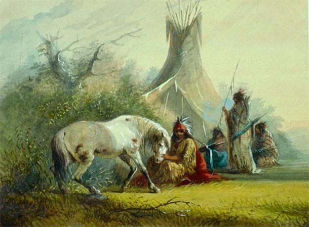 ‘Shoshone Indian and his Pet Horse’ (1858-1860) by Alfred Jacob Miller. (Public Domain)