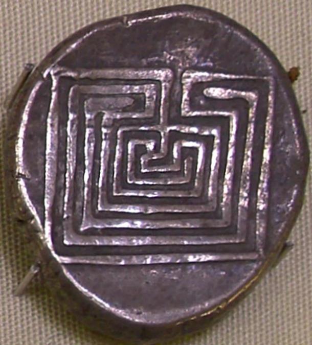 Silver coin with labyrinth design from Knossos, Crete