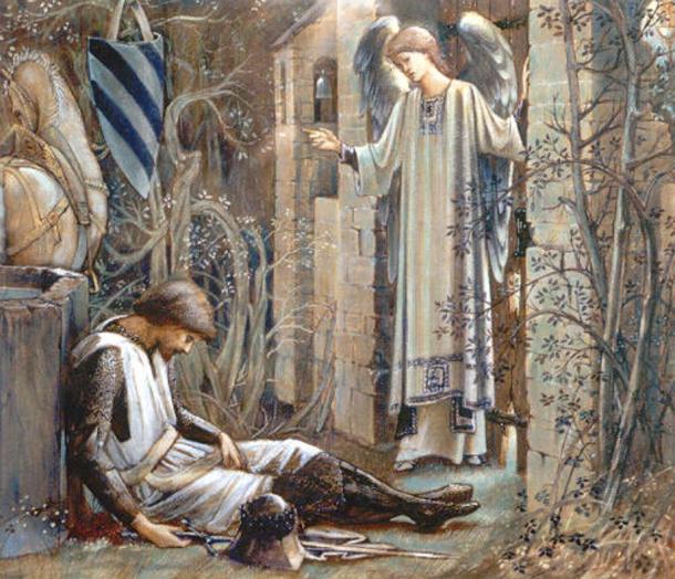 The Earthly Paradise (Sir Lancelot at the Chapel of the Holy Grail). By Edward Burne-Jones.