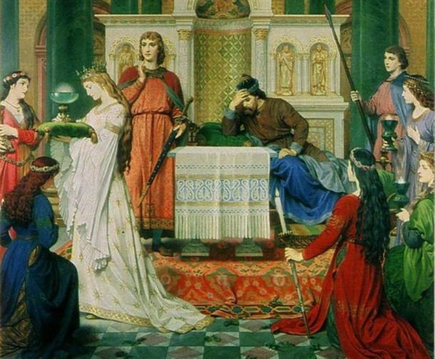 Sir Perceval and the Grail Maiden by the nineteenth-century German artist Ferdinand Piloty.