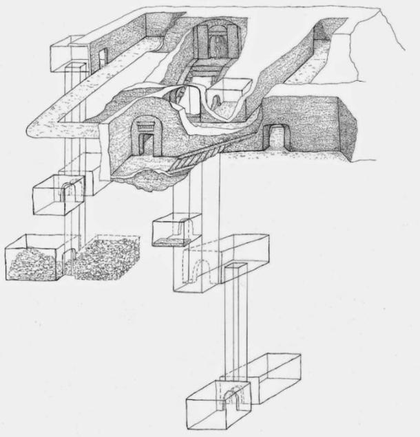 Sketch showing the outline of the tomb of Osiris
