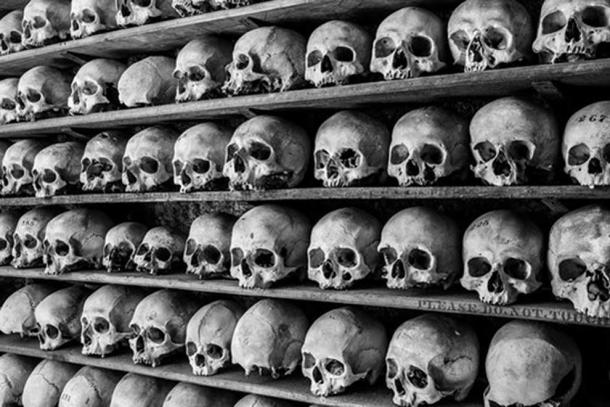 Skulls kept on shelves at the charnel house. (Courtesy of TripAdvisor)