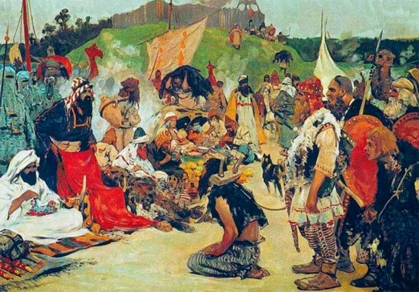 Slave trade negotiations in during the Viking Age.  (Public Domain)