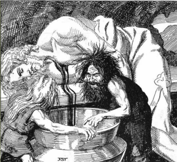 Slaying of Kvasir, Die Edda by Franz Stassen (Public Domain)