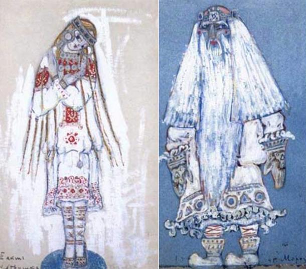 1912 paintings of Snow Maiden and Father Frost by Nicholas Roerich.