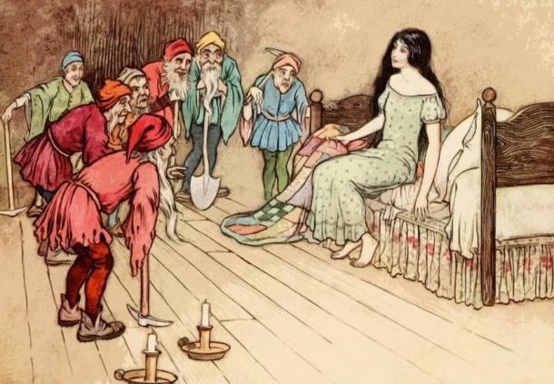 Snow White and the Seven Dwarfs – note the tools with the dwarfs.