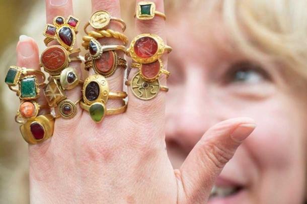 Some of the Greek, Roman, Byzantine, Viking, and medieval rings up for auction. (Hansons/www.pictoriapictures.com)