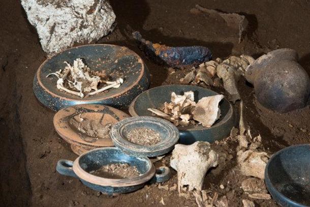 Some of the funerary wares found in a chamber tomb near Rome. (Romano D'Agostino, Special Superintendence for Rome)