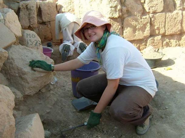 Dr. Sophie Lund Rasmussen at the excavation site where the brick containing the ancient plant DNA was found. (Sophie Lund Rasmussen)