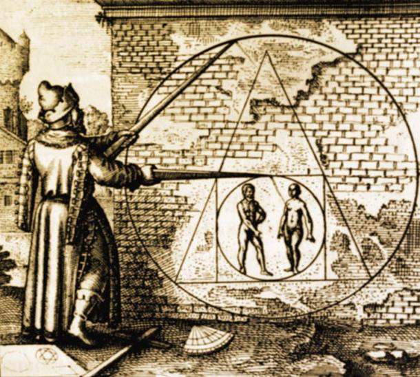 “Squaring the Circle”, Michael Maier's Atalanta fugiens, emblema XXI, 1618