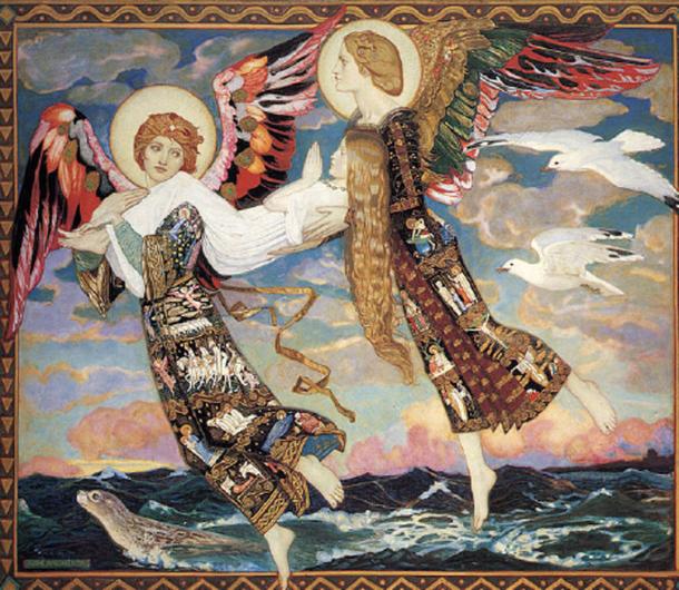 St. Bride Carried By Angels, an example of Christianity and pagan beliefs coming together. (Zacwill / Public Domain)