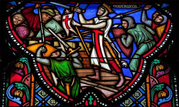 Stained glass depicting the Crusades and siege of Jerusalem (Jorisvo / Adobe Stock)