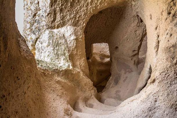 Stairs built inside Uçhisar Castle in Turkey.  (Алексей Мараховец / Adobe Stock)