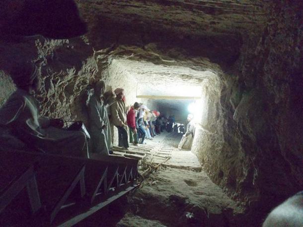 Steep corridor down into the hidden tomb 45 meters underground (Credit: Josef Wegner and the Penn Museum )