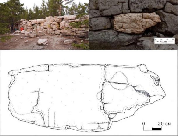 Stone depicting a recumbent bull. (Sergey Yarygin et al./Archaeological Research in Asia)
