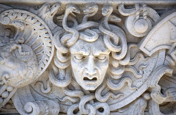 Stone Carved Panel of the Head of Medusa. (Shelli Jensen / Adobe)