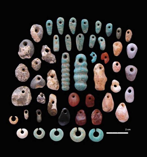 Stone pendants and earrings from the communal cemetery of Lothagam North, Kenya, built by eastern Africa's earliest herders ~5000-4300 years ago. Credit: Image courtesy of Carla Klehm.