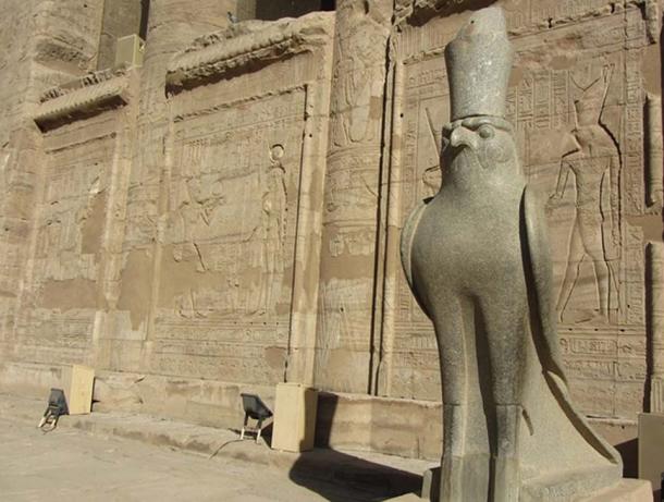 Stone sculpture of Horus in Egypt.