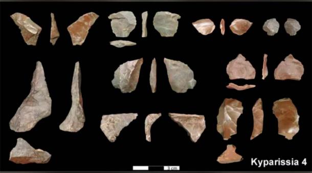 Stone tools dating back 700,000 found in the coal mine. (Greek Culture Ministry)
