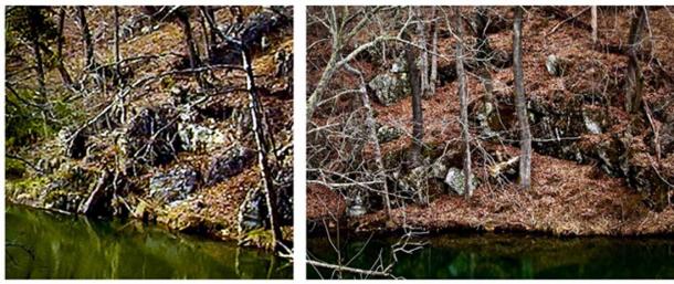 Stones at Gateposts along the North and South banks of the Sinking Creek.