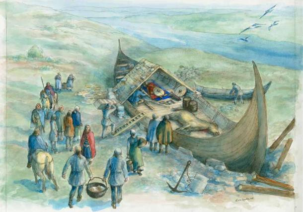 The Storhaug Viking ship burial as it might have appeared in 779.  (Eva Gjerde, Museum of Archaeology, University of Stavanger/Science Norway)