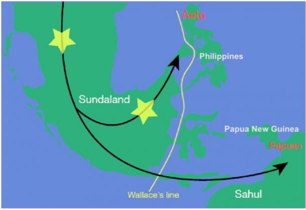 Suggested places of first contact between modern humans and Denisovans in the area of the former Sunda landmass according to Majumder and his colleagues. (Author provided)