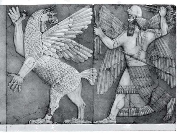 Sumerian Chaos Monster and Sun God 