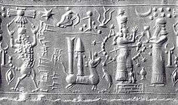 Sumerian Clay tablet made with a cylinder seal.