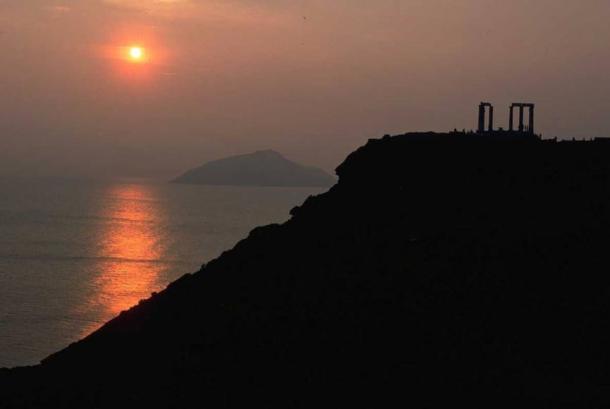 Sunset at Cape Sounion. 