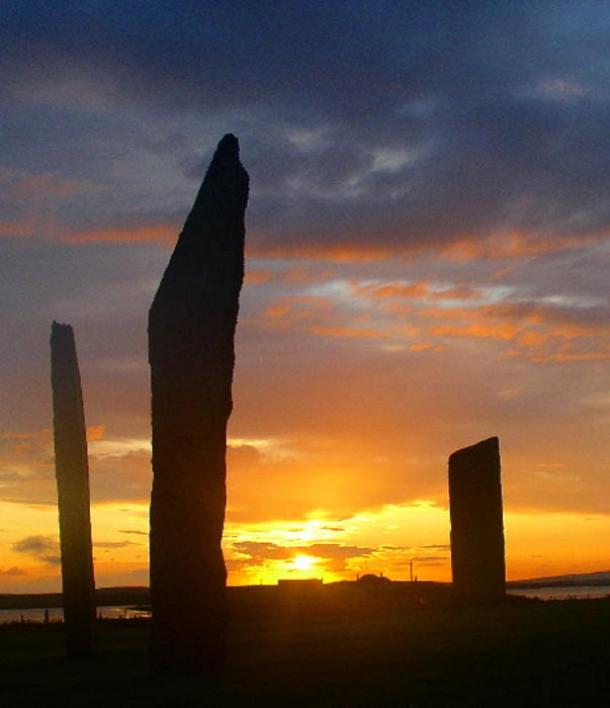 Sunset at the Standing Stones of Stenness, Orkney.