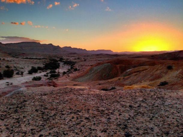 Sunset in the Negev Desert near Yeruham, Israel 