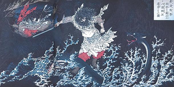 Susanoo slaying the Yamata no Orochi, by Yoshitoshi. 