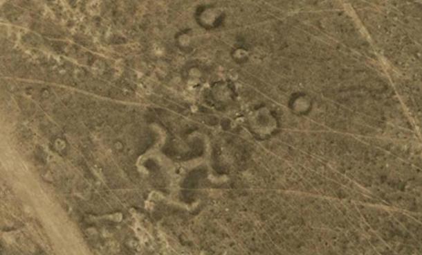 Swastika geoglyph in Kazakhstan. 