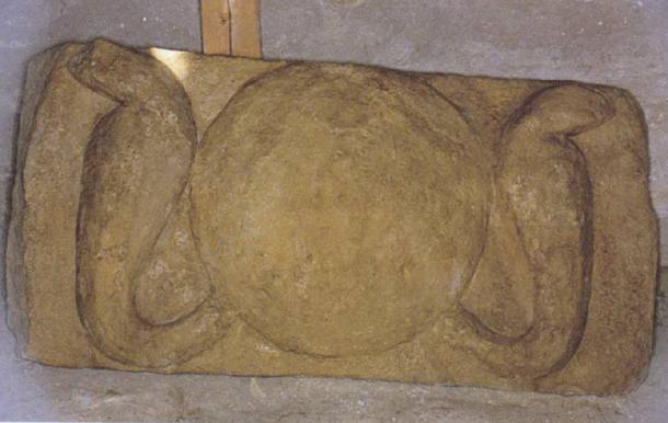 Symbol of Ammon Ra found inside the tomb, the sun with the cobras