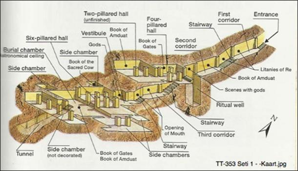 Illustrated map of TT-353, built for Senenmut but not where he was etombed.