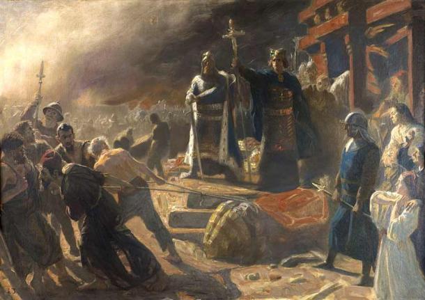 ‘The Taking of Arkona in 1169, King Valdemar and Bishop Absalon’ by Laurits Tuxen. (Public Domain)