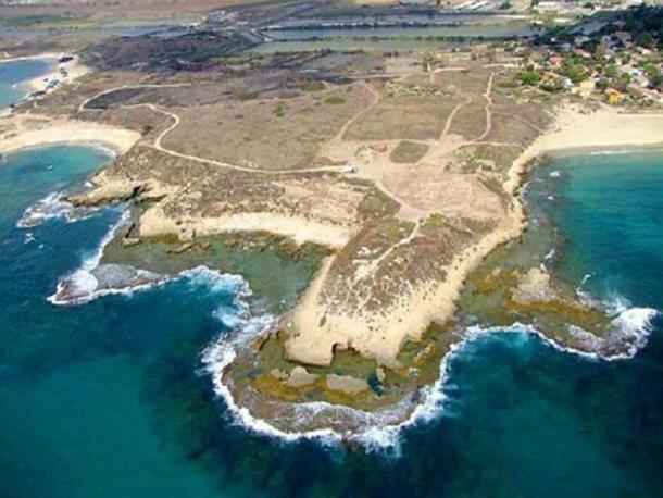 Aerial view of the Tel Dor excavation site.