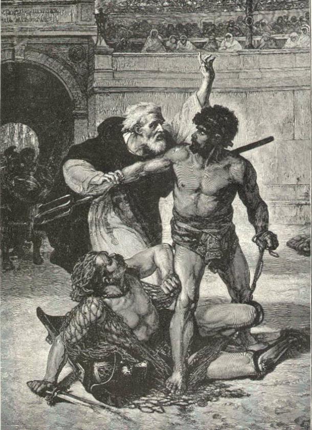 Telemachus stops two gladiators from fighting